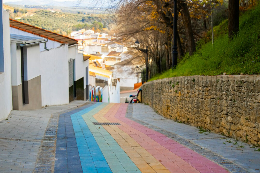 Children playing on a colorful street in Valparaíso, Chile